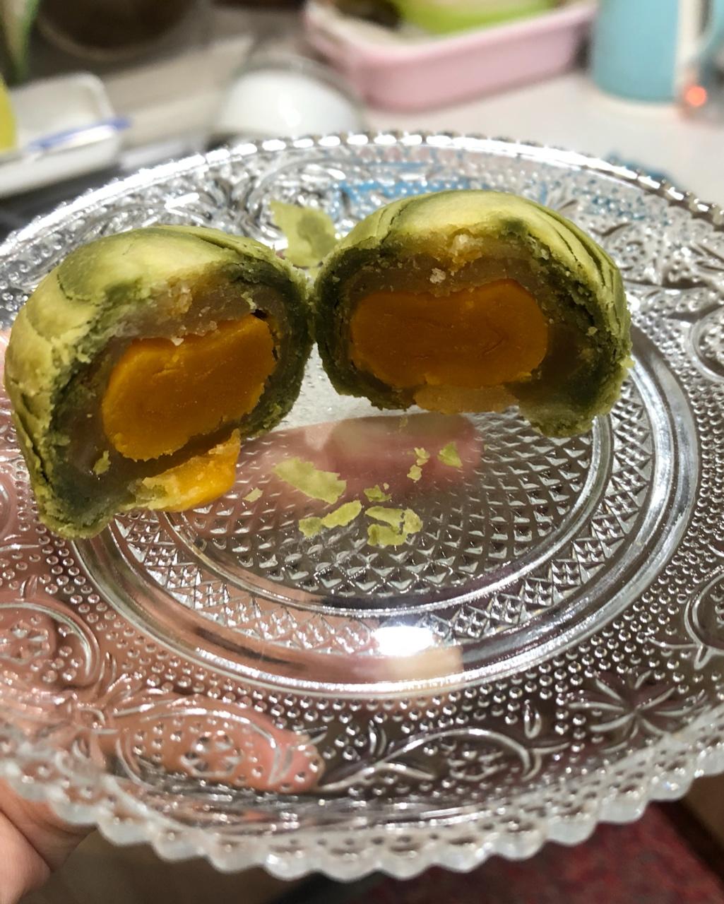 抹茶酥蛋黄酥，附手工揉面方法，详细步骤，新手易学