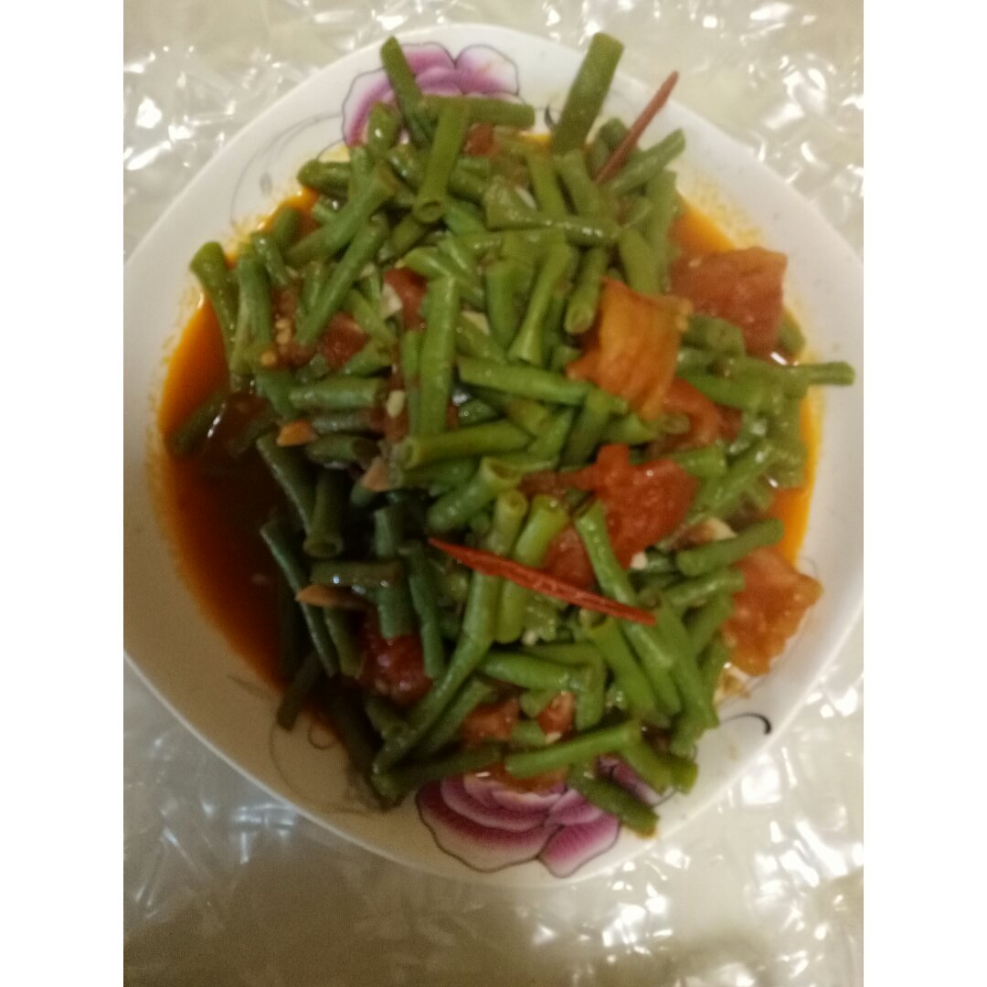 西红柿炒长豆角