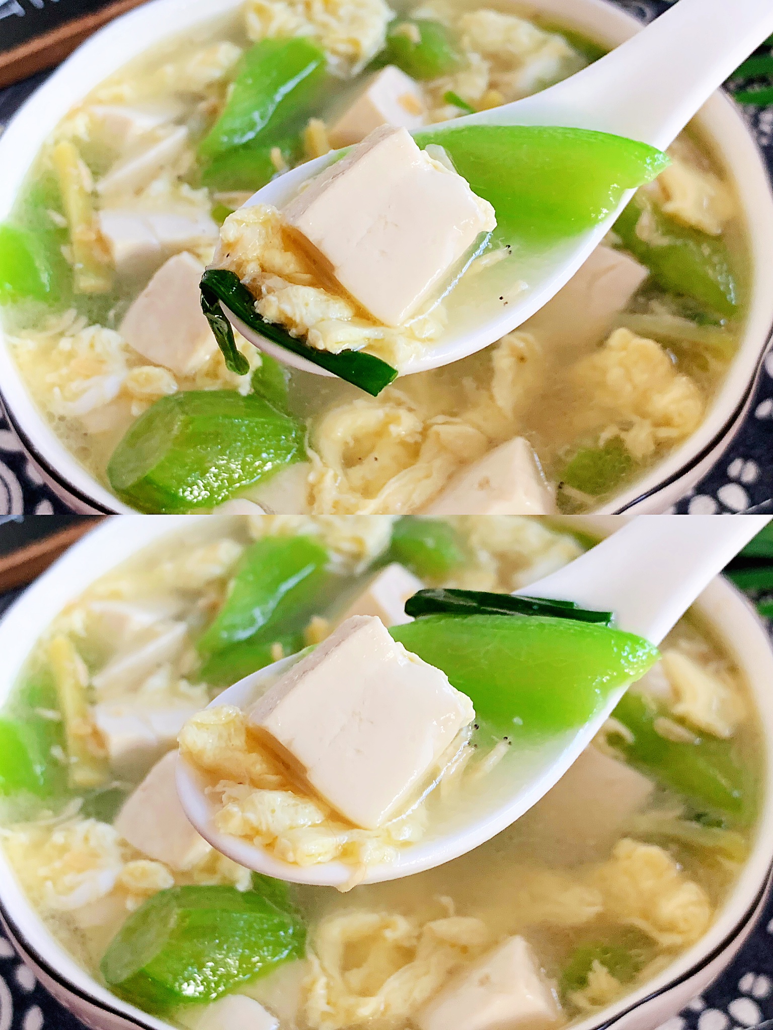 低脂低卡减脂餐，汤香味美的丝瓜豆腐汤～的做法 步骤4