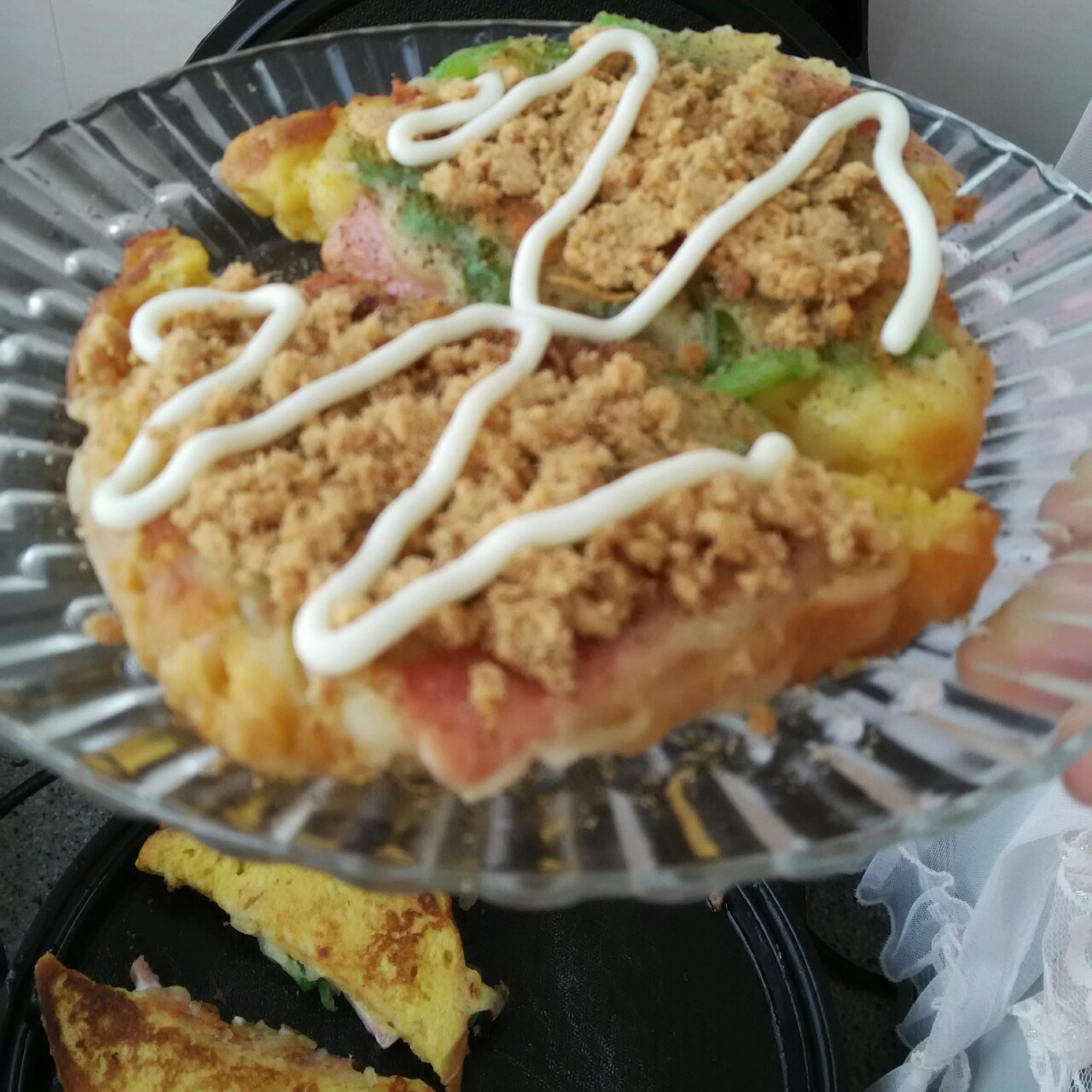 火腿沙拉肉松煎吐司
