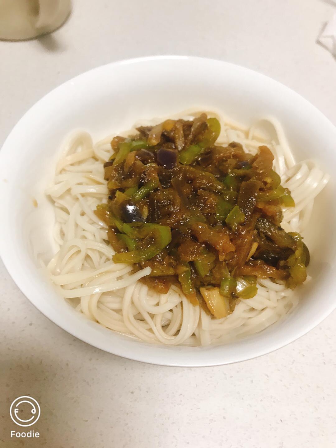 尖椒茄子打卤面的做法