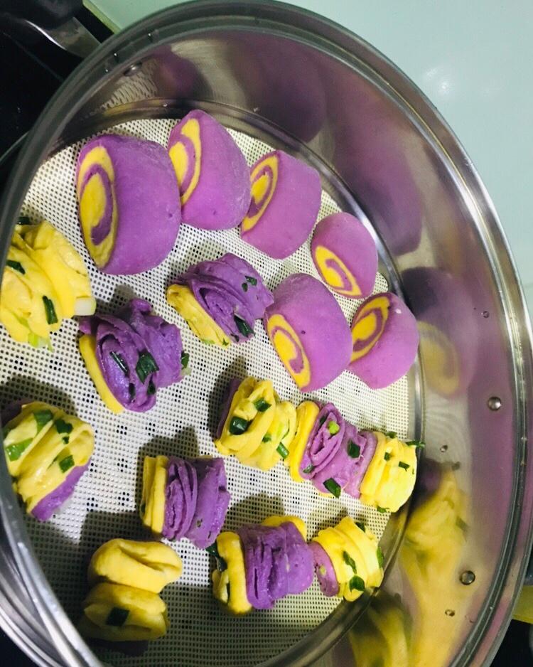 南瓜紫薯花样馒头