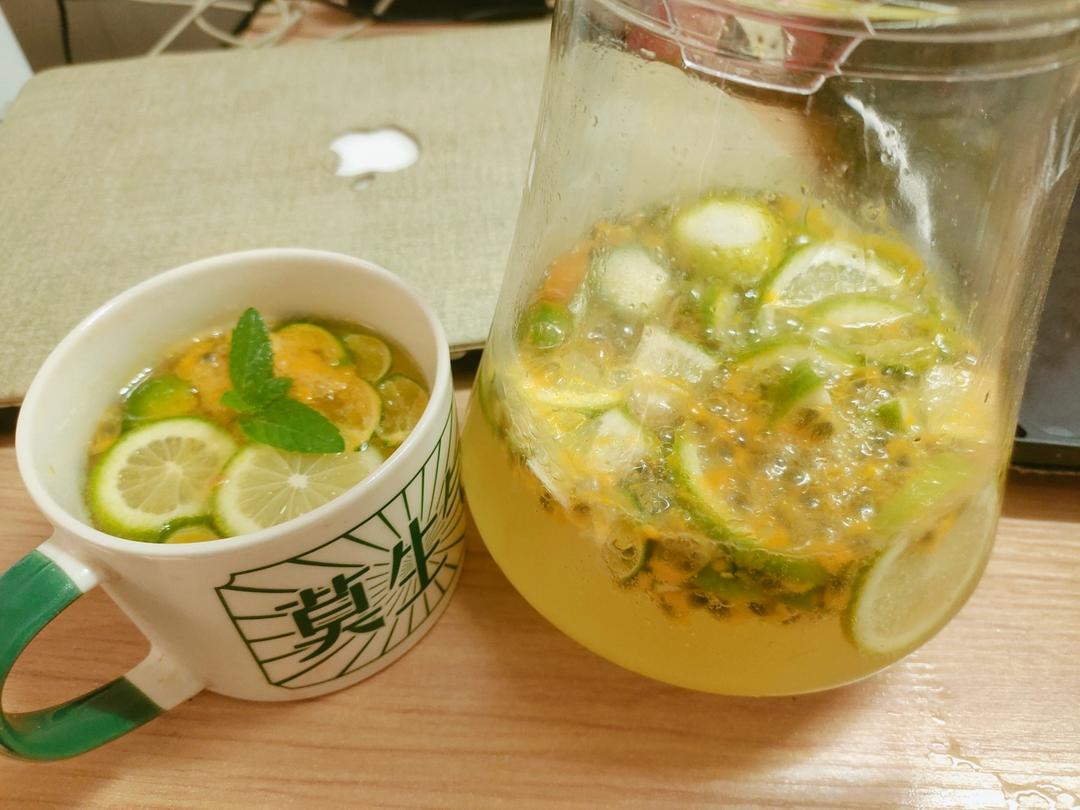 青柠/青桔百香果气泡水/夏日必备