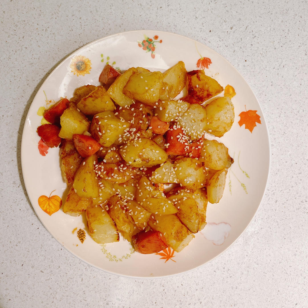 香辣过瘾的孜然土豆火腿，比路边摊还好吃