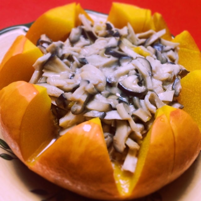 南瓜蒸香菇鸡肉