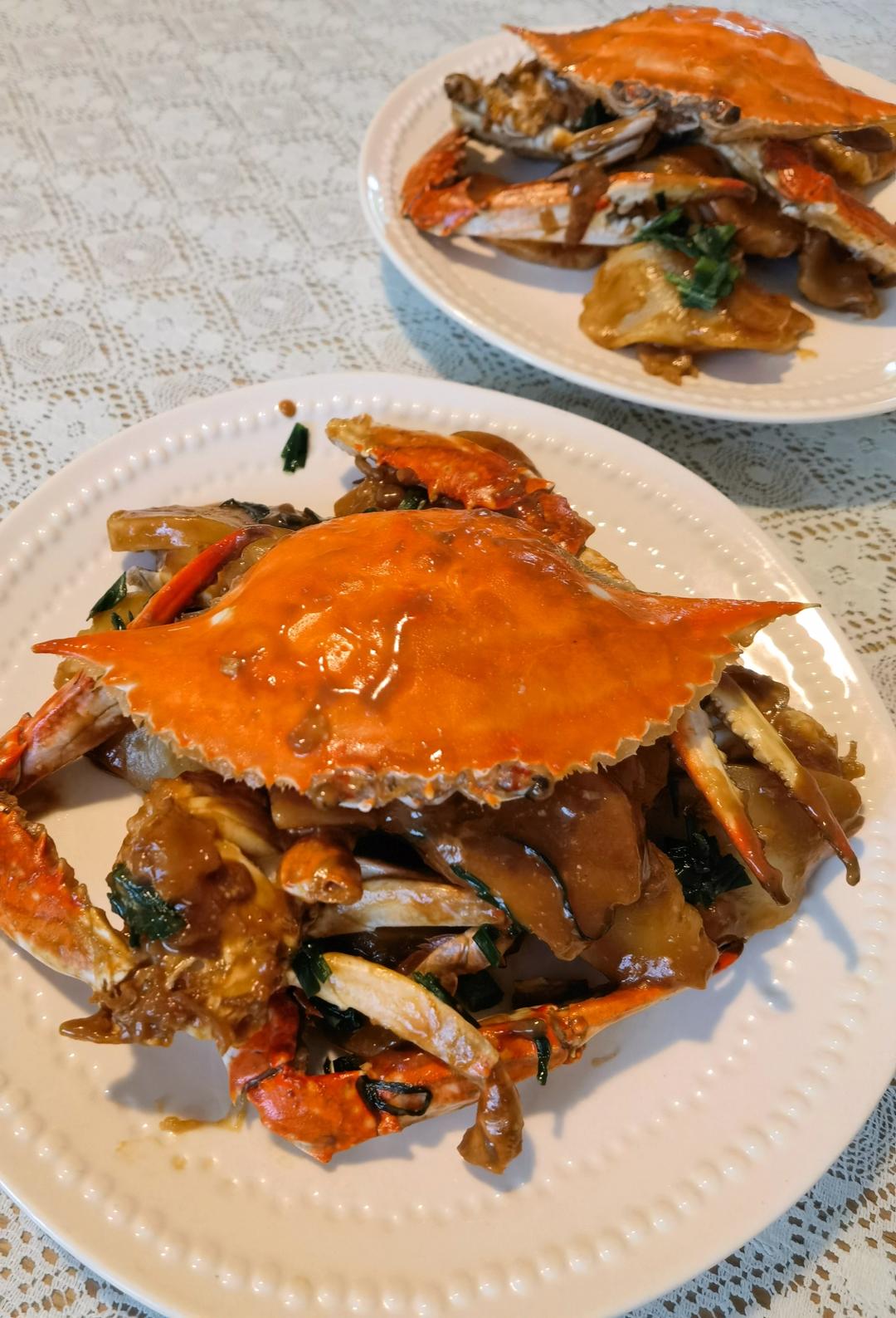 梭子蟹炒年糕～标准的江浙菜