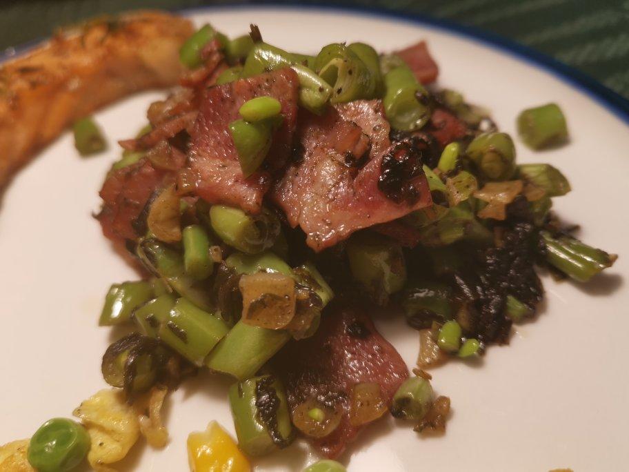 四季豆炒培根