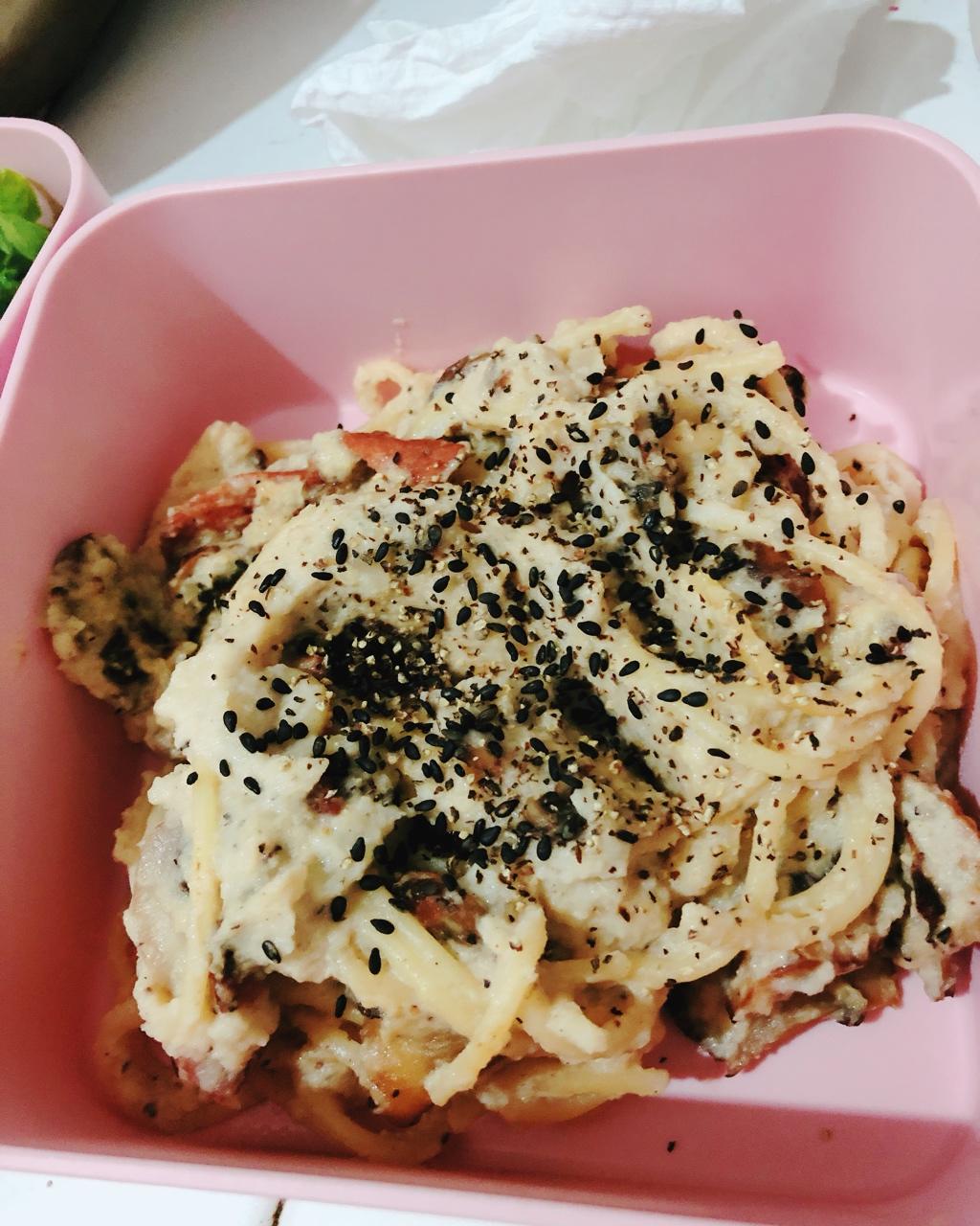 白汁蘑菇培根意粉
