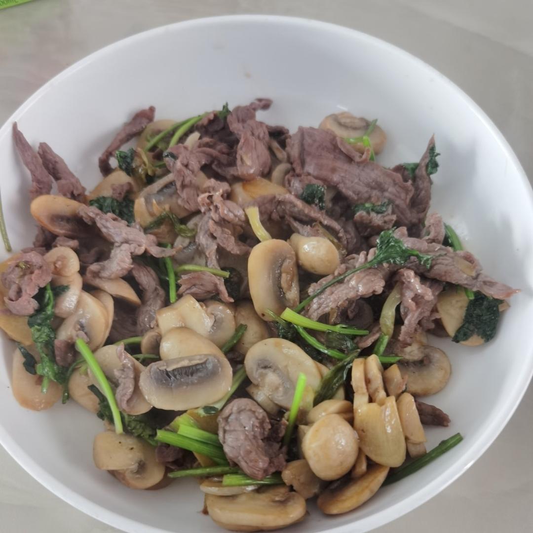 🔥口蘑炒牛肉✅低脂美味无敌嫩