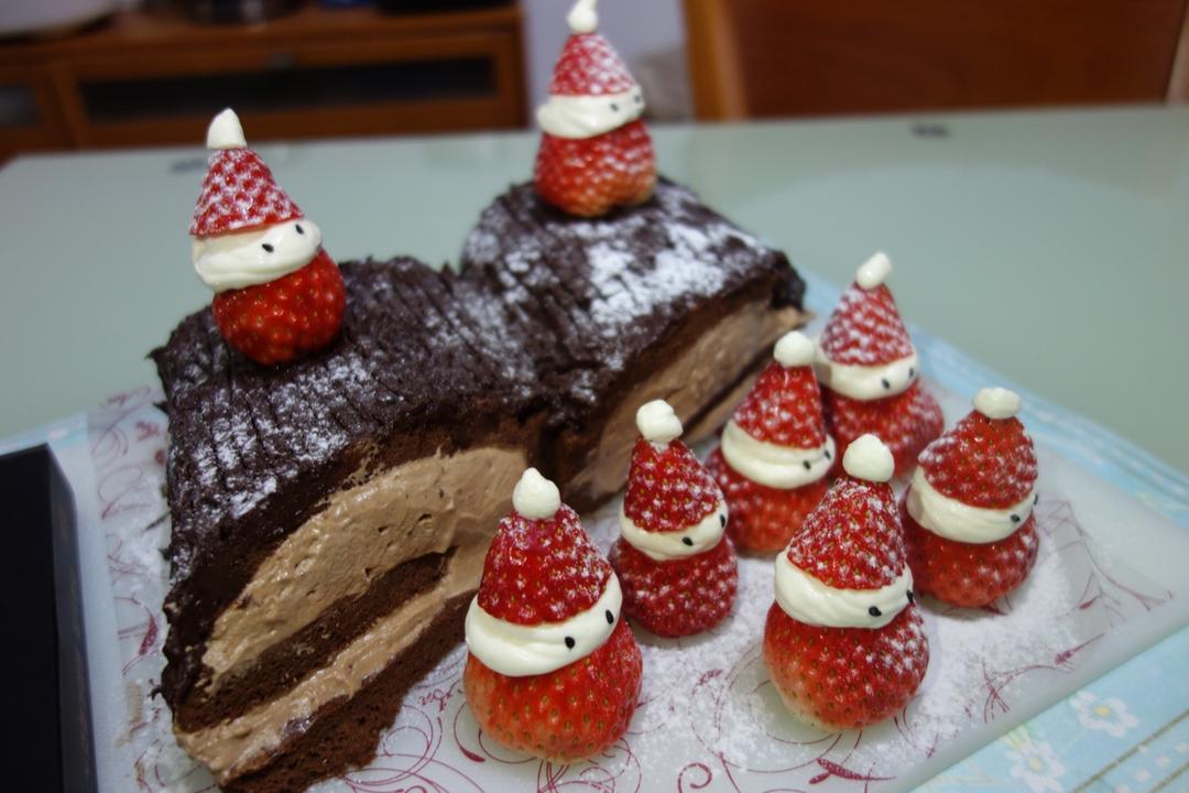 超好吃的圣诞节树干蛋糕叫树桩蛋糕也可哈
