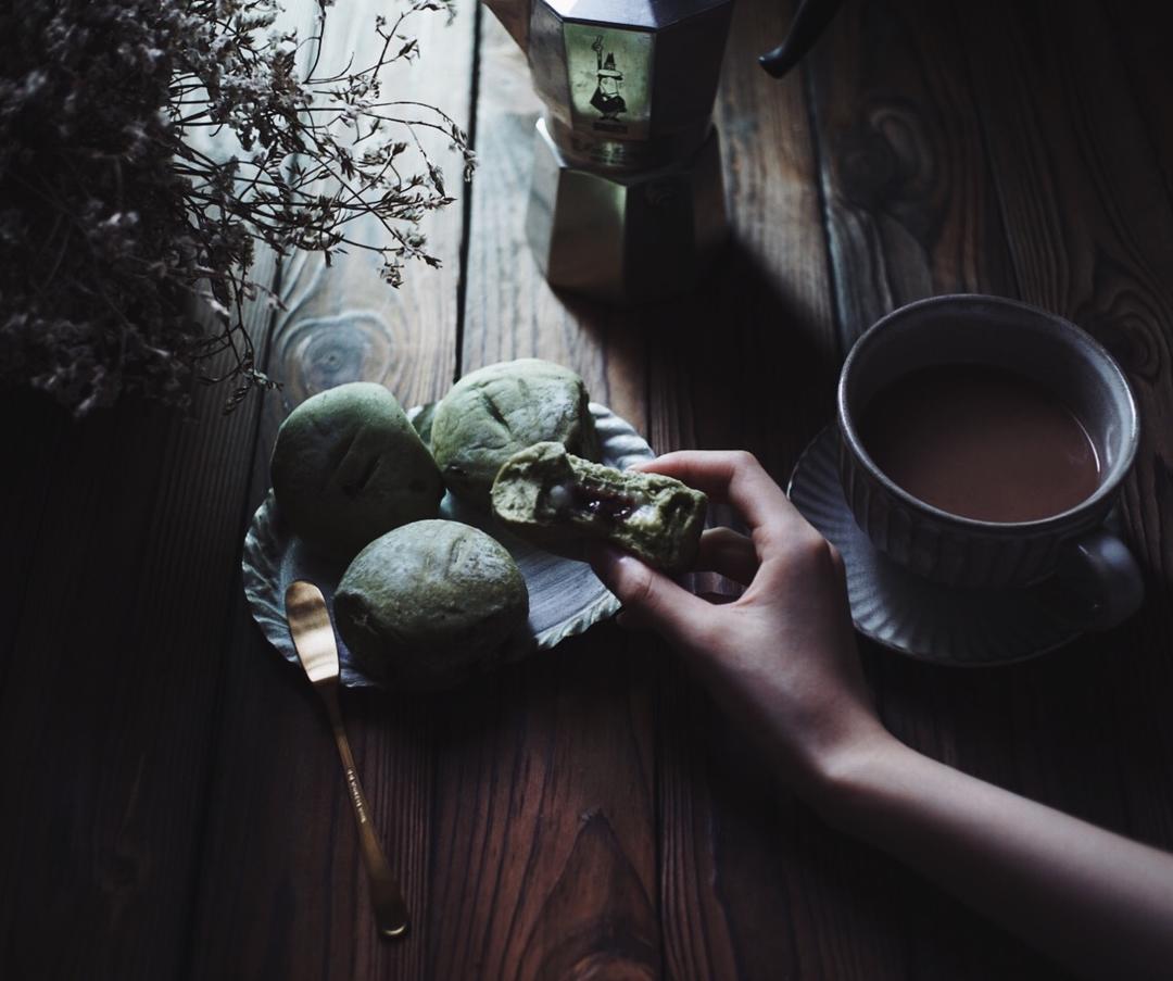 抹茶红豆软面包