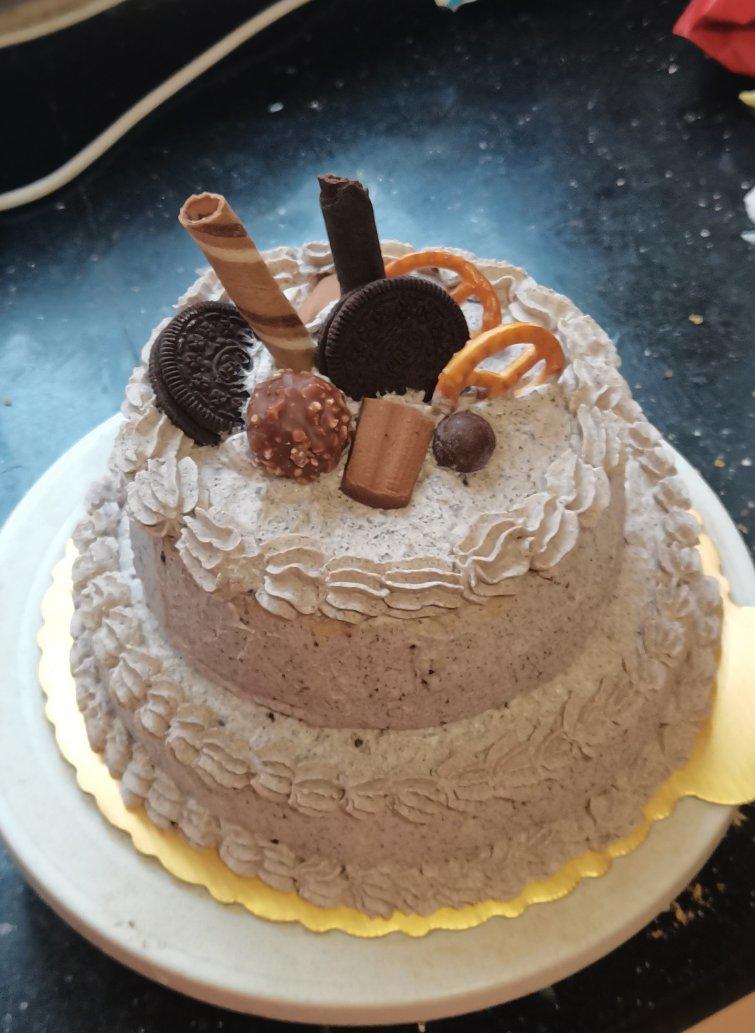 双层戚风水果蛋糕打桩