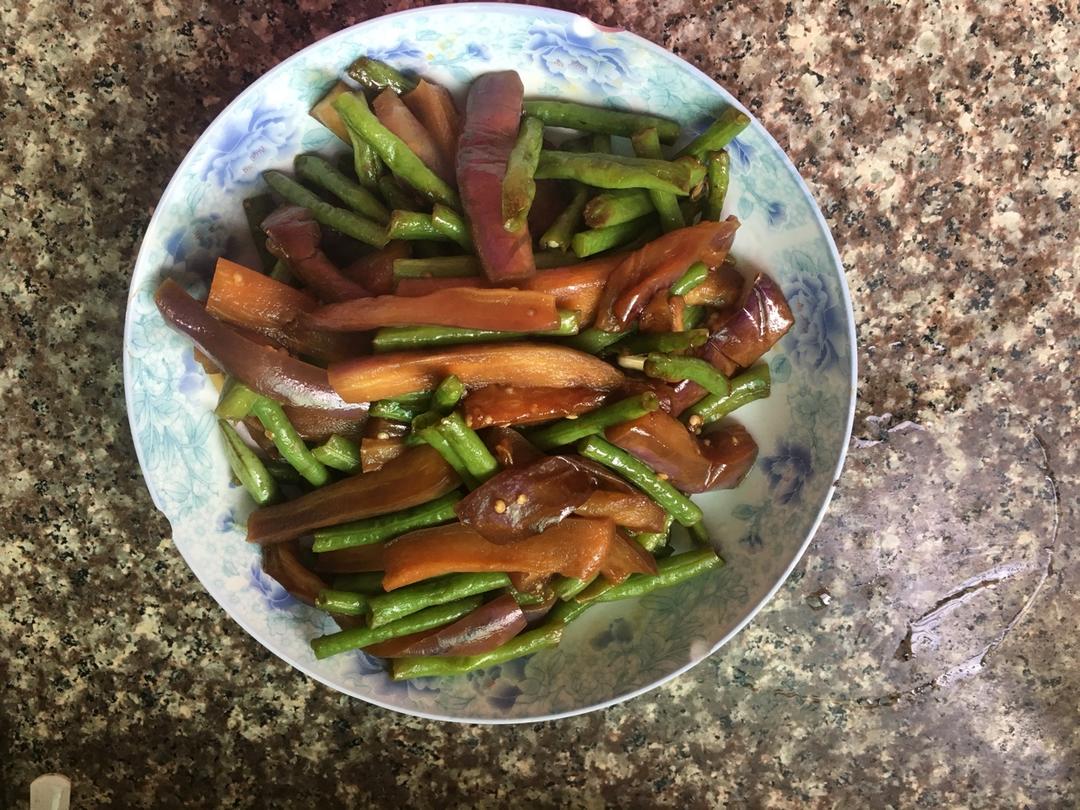 茄子炒豆角（改良版 健康少油）
