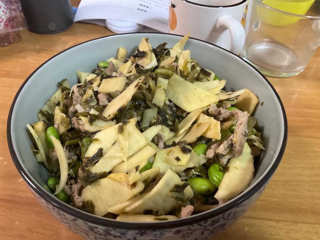 下饭菜雪菜春笋毛豆肉丝