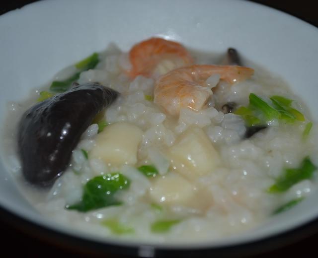 海米干贝蔬菜粥的做法