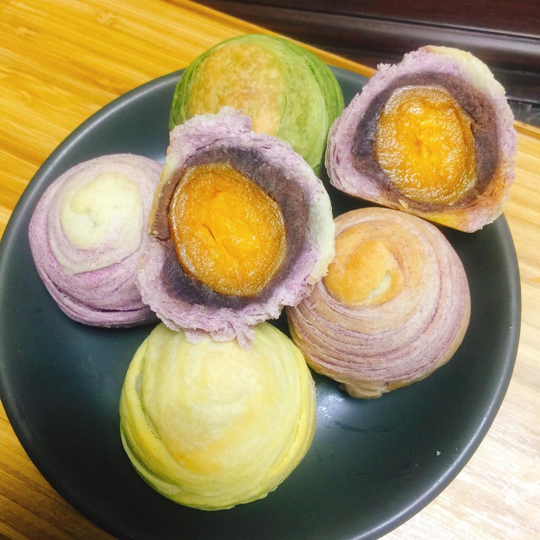 彩虹渐变蛋黄酥（无需揉出膜）