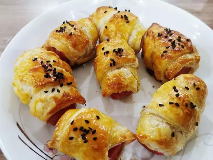 手抓饼裹香肠-烤箱版