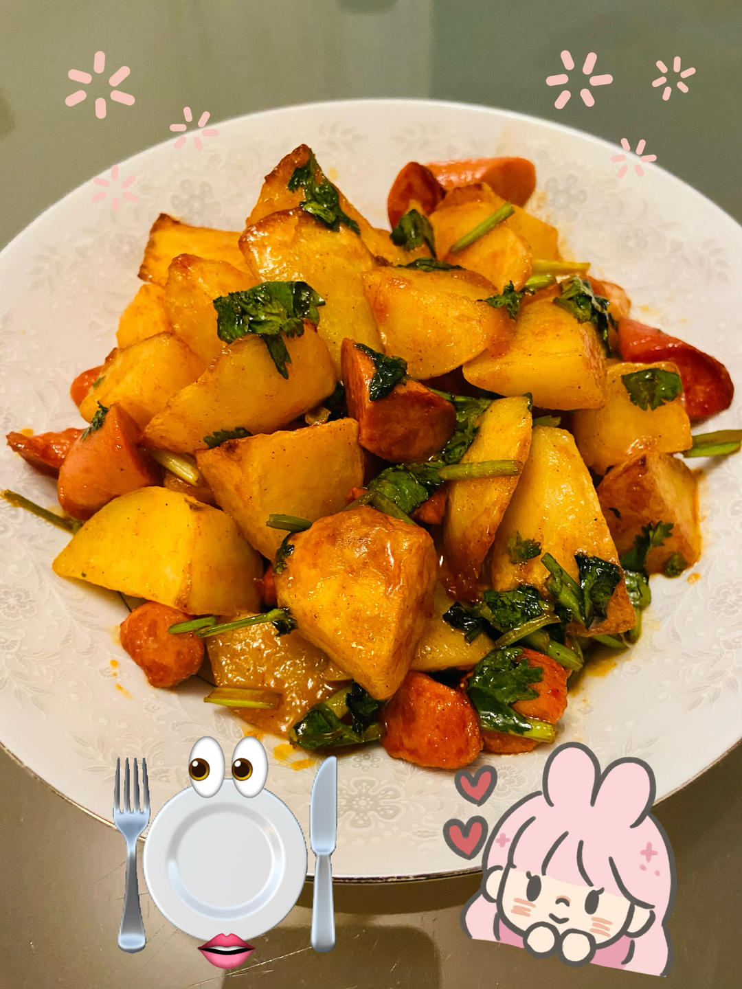 巨好吃的烧烤味火腿肠土豆（空气炸锅版）