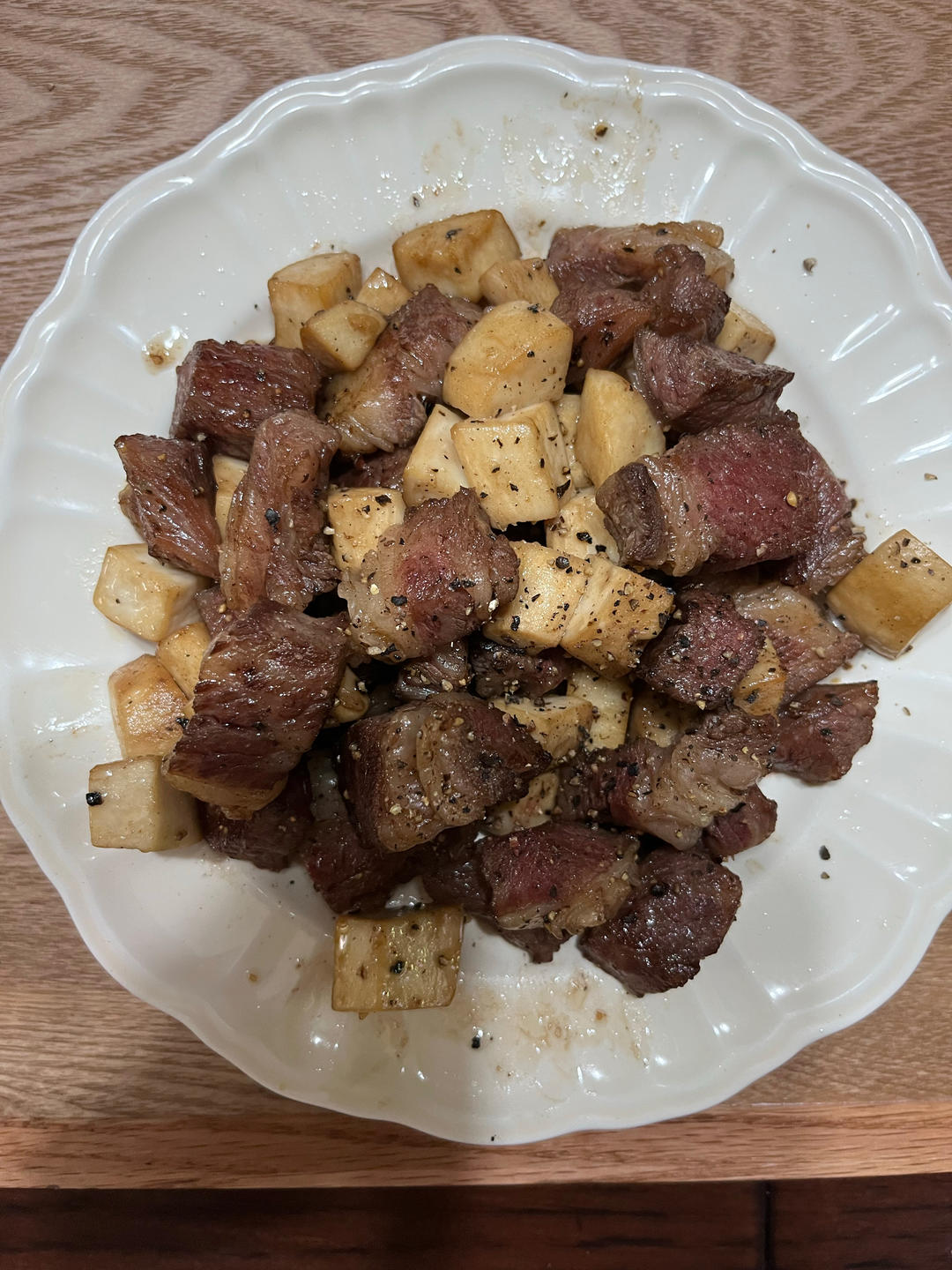 黑胡椒杏鲍菇牛肉粒