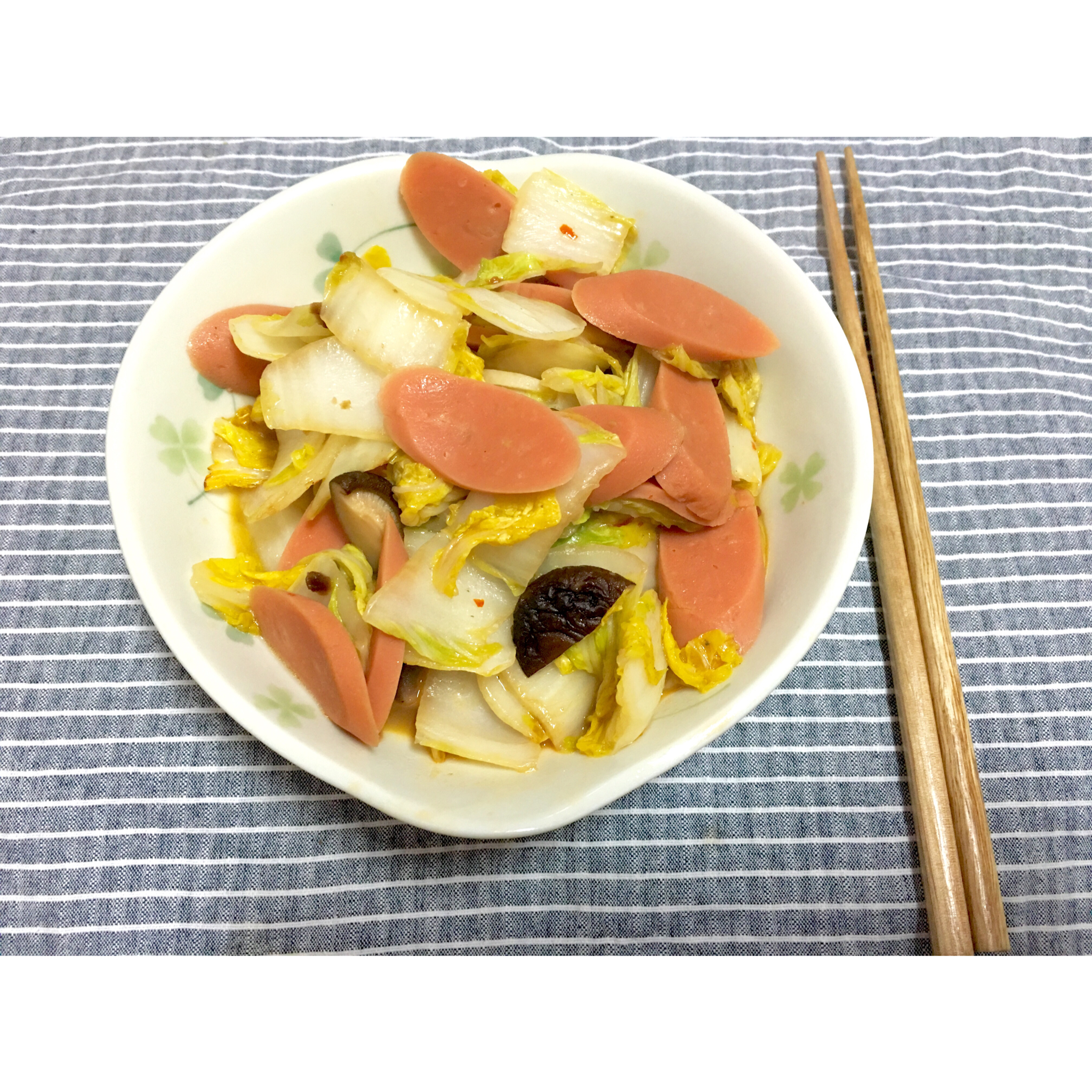 娃娃菜火腿香菇丁