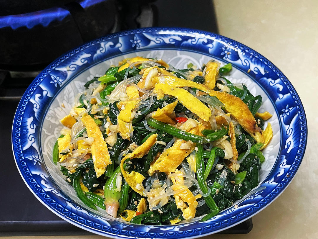 凉拌粉丝菠菜