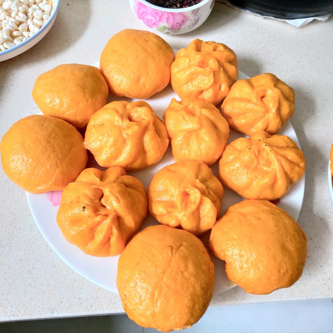 无水南瓜黑芝麻糖包（一次发酵简易版）