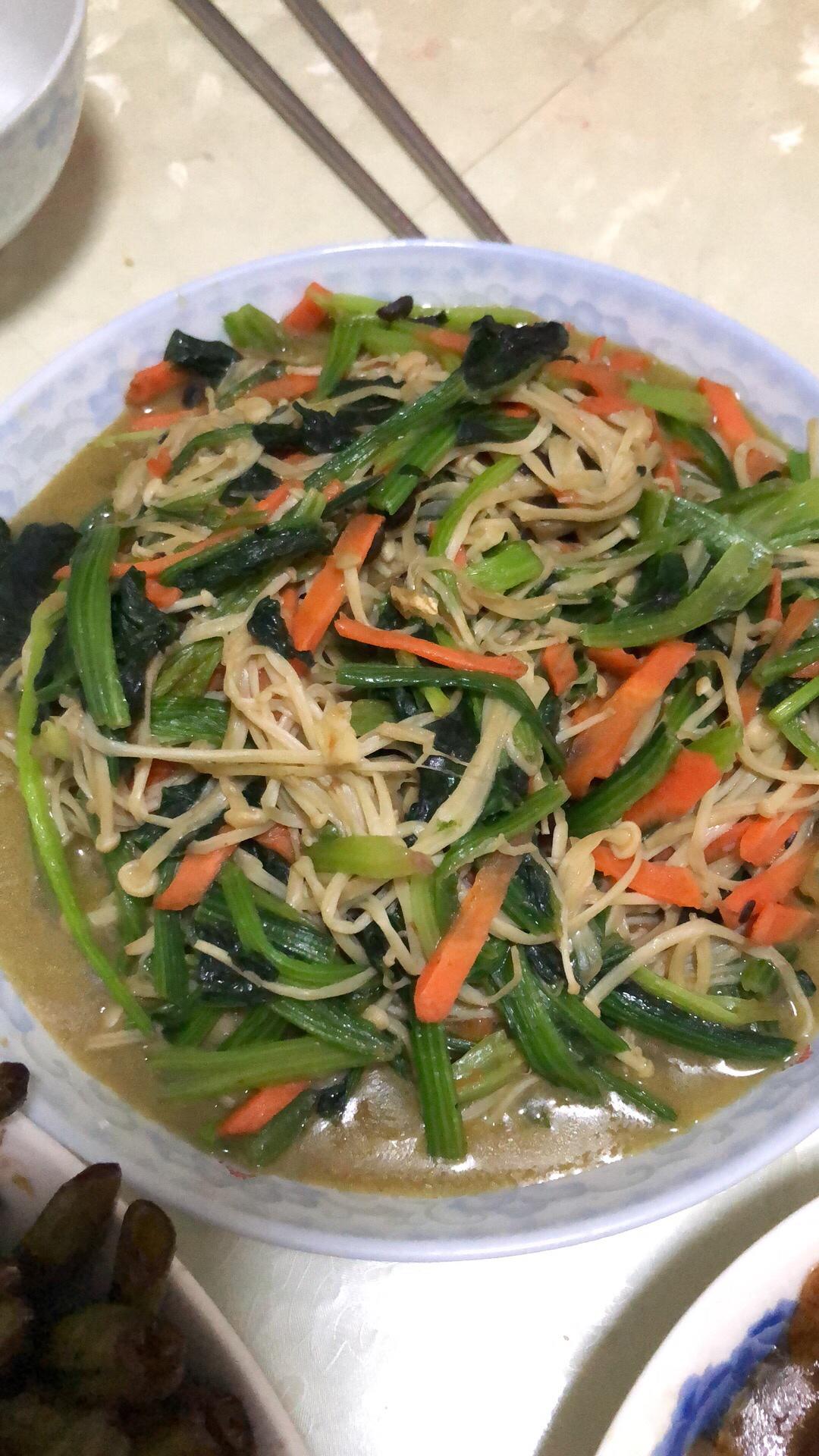 豆豉菠菜金针菇的做法