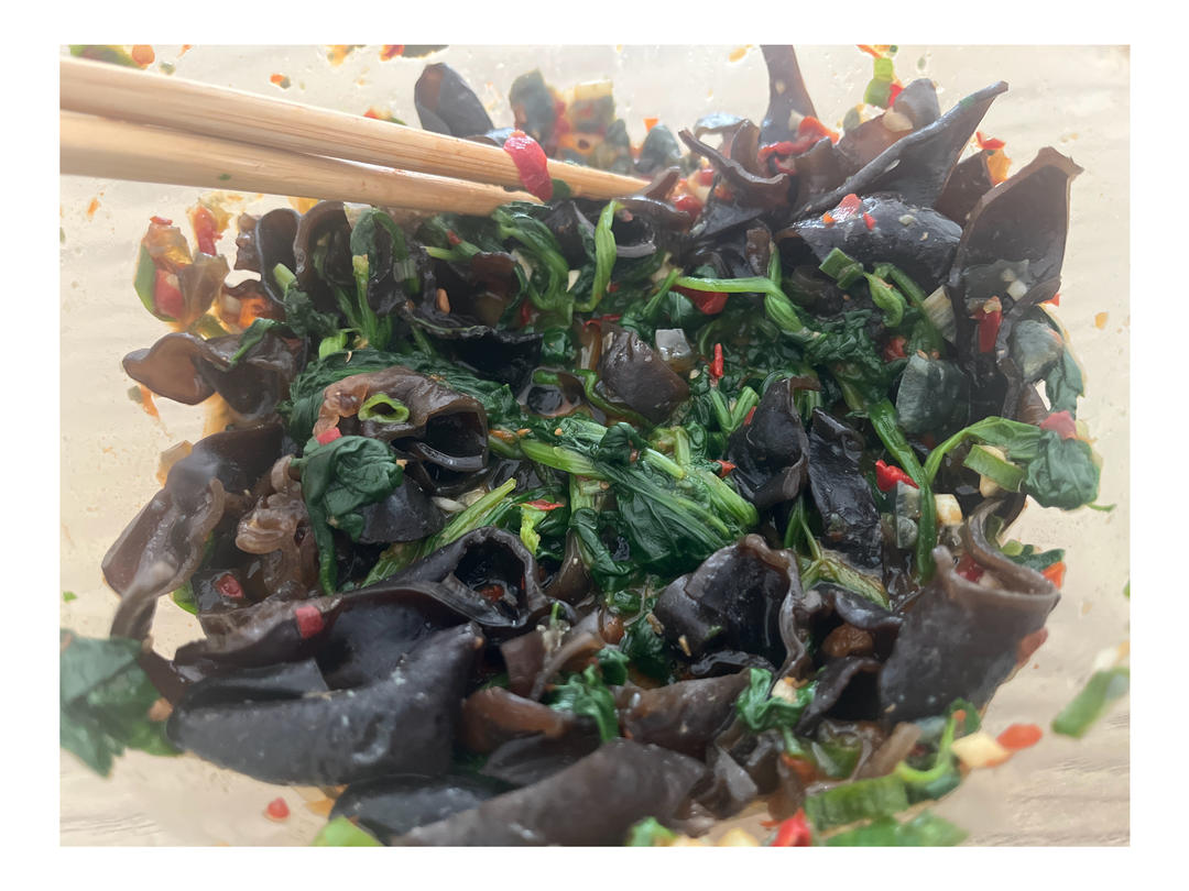 清爽开胃凉菜｜凉拌菠菜木耳