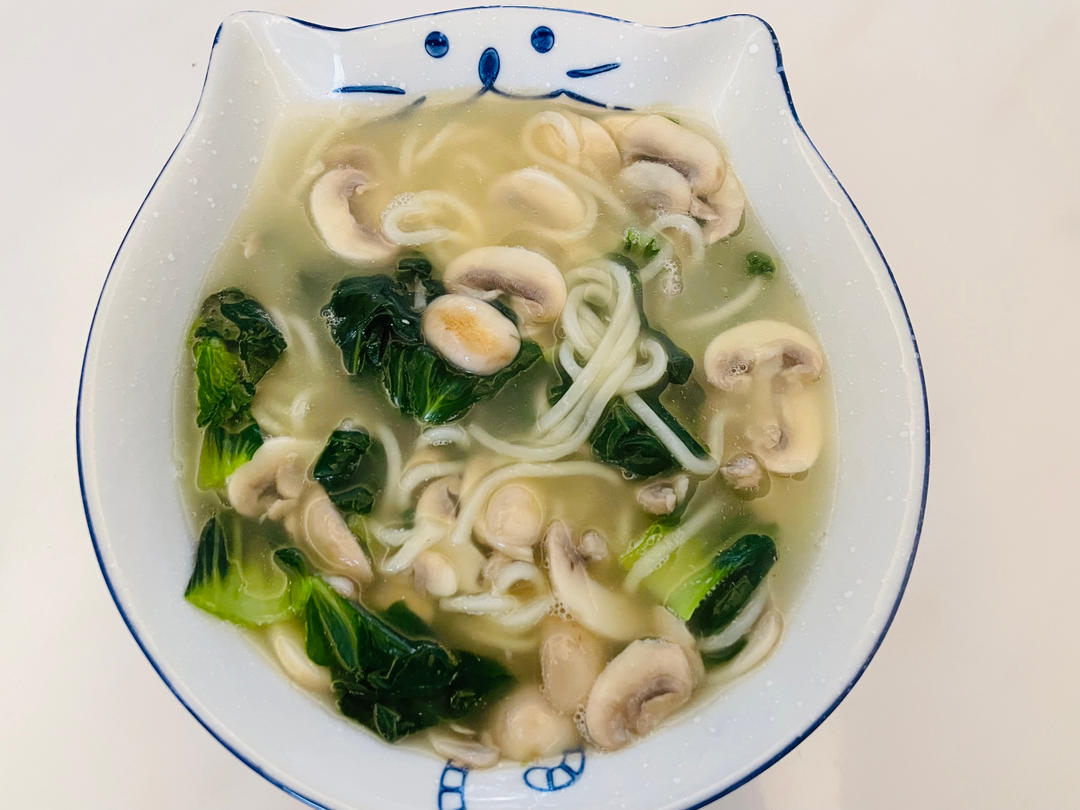 青菜蘑菇面的做法