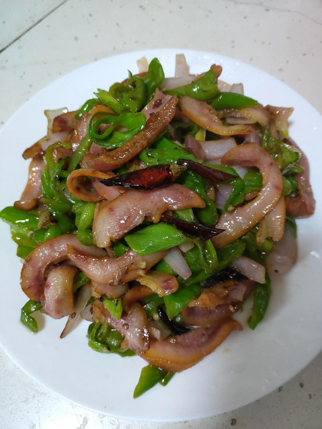 青椒炒卤猪头肉