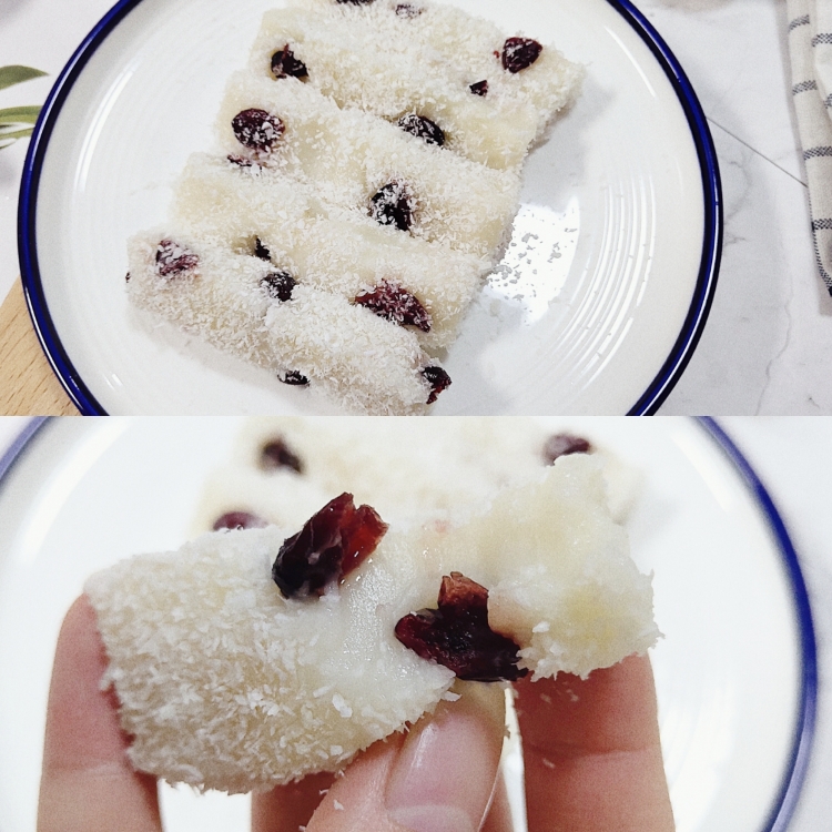 糯叽叽的椰蓉蔓越莓糯米糕❗酸酸甜甜，简单易学‼️的做法