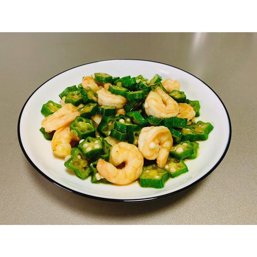 【秋葵炒虾仁】虾仁炒得嫩滑，原来还有这一招！