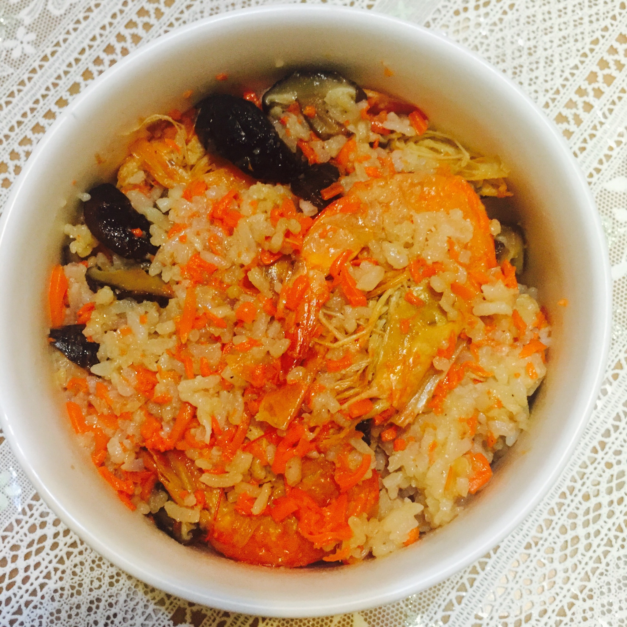 虾干香菇红萝卜焗饭的做法