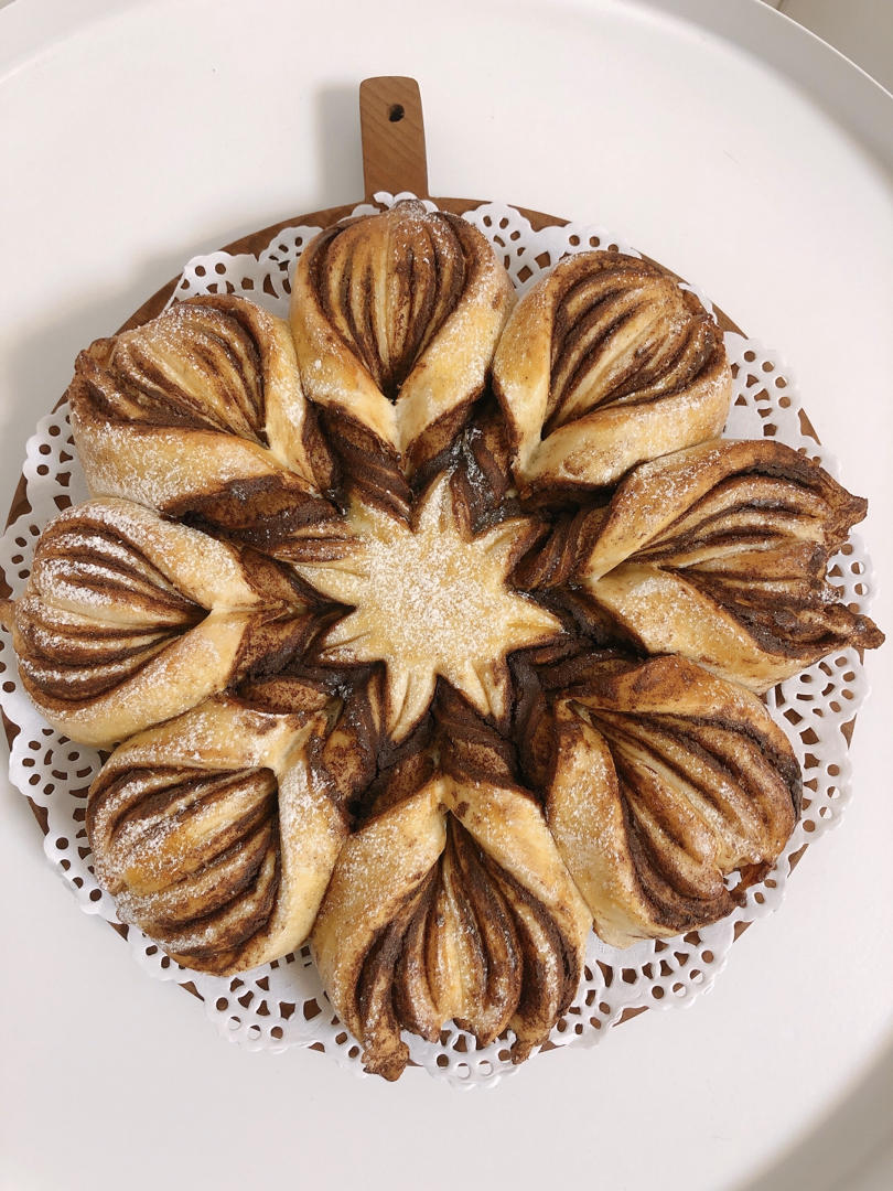 ins网红圣诞红糖肉桂雪花全麦面包（一次发酵）B83