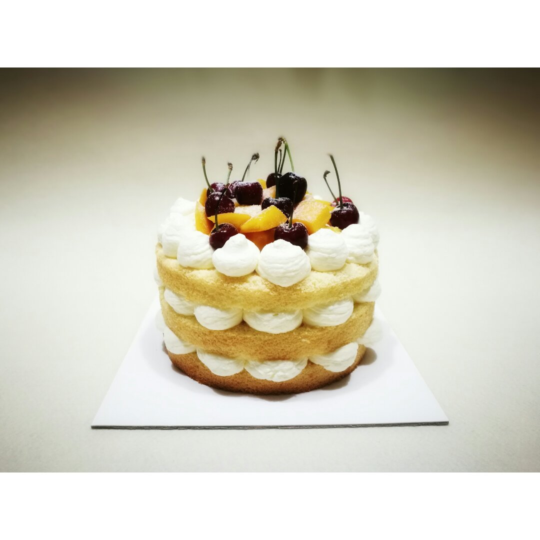 【零失败】不会裱花没关系的水果裸蛋糕 芒果裸蛋糕 完美戚风胚