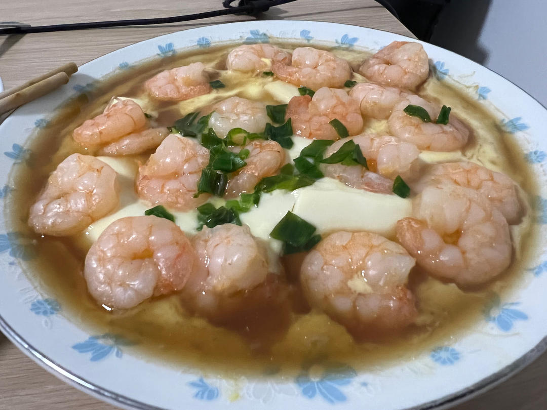 虾仁豆腐蒸水蛋