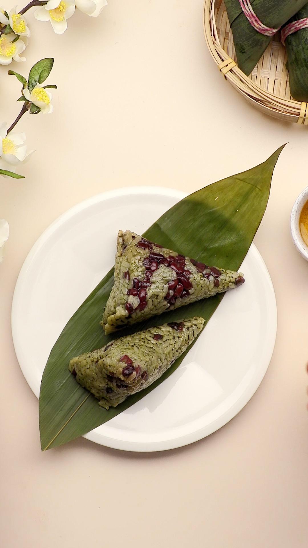 抹茶蜜豆粽子
