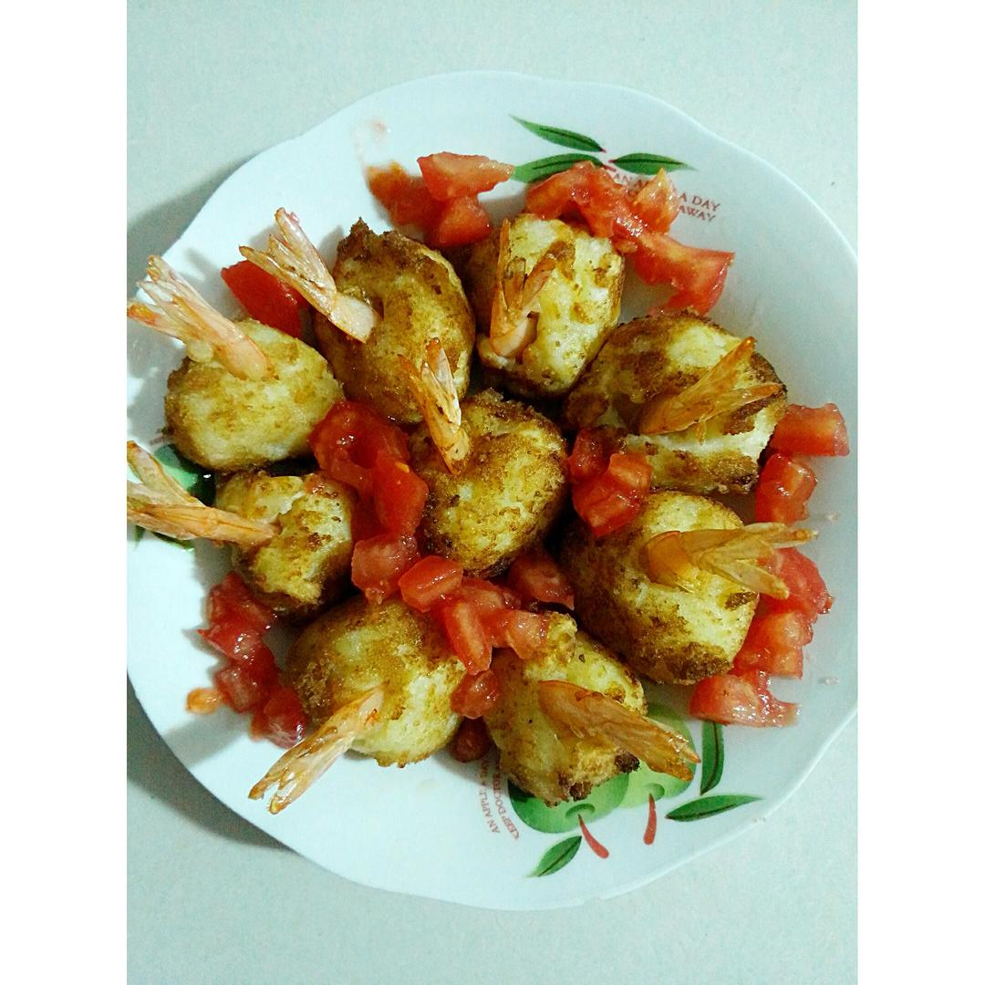 土豆泥鲜虾球