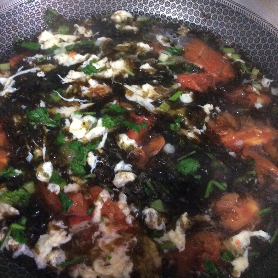 大红大紫蛋花汤——中老年人营养餐单的做法