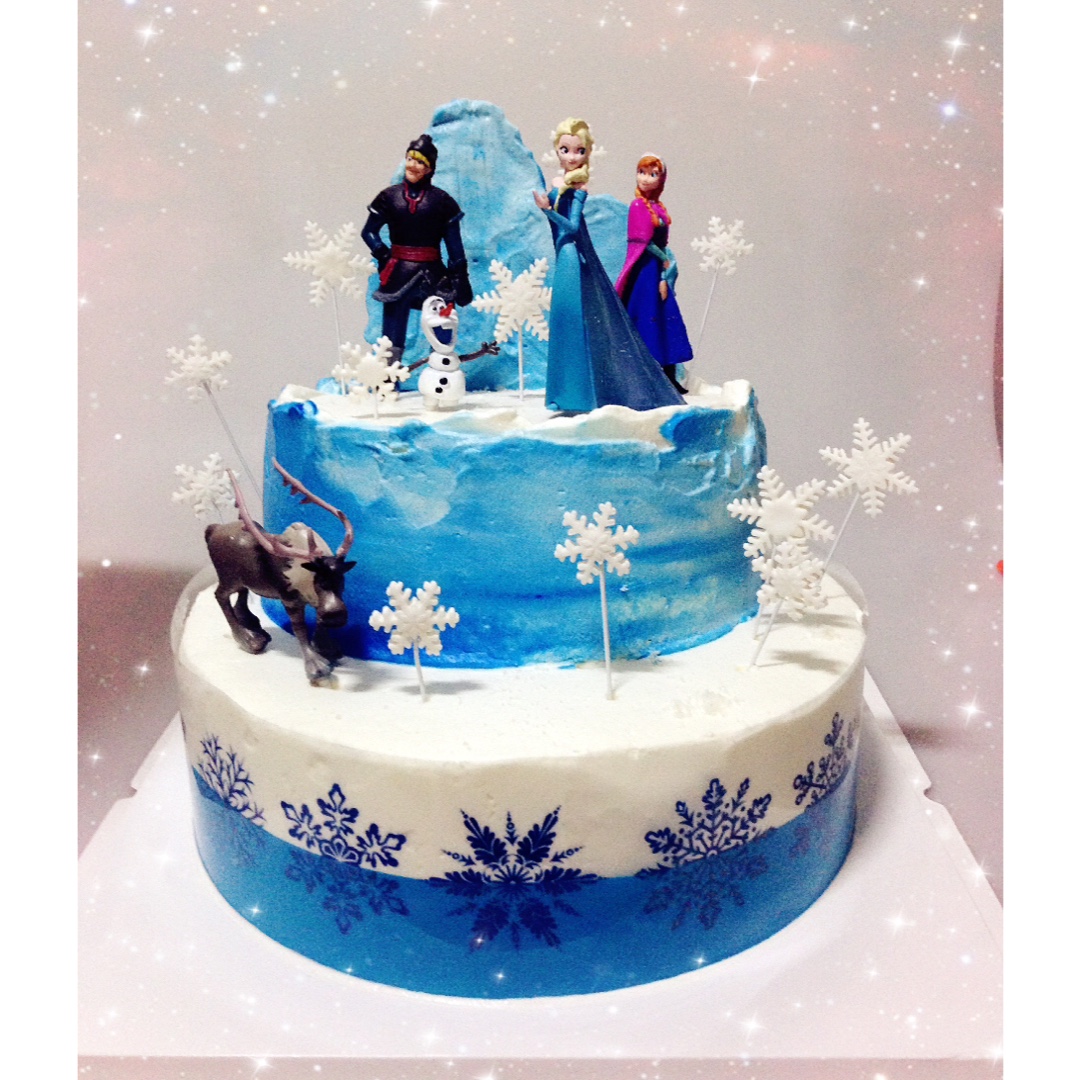 冰雪奇缘主题双层蛋糕--Frozen艾莎