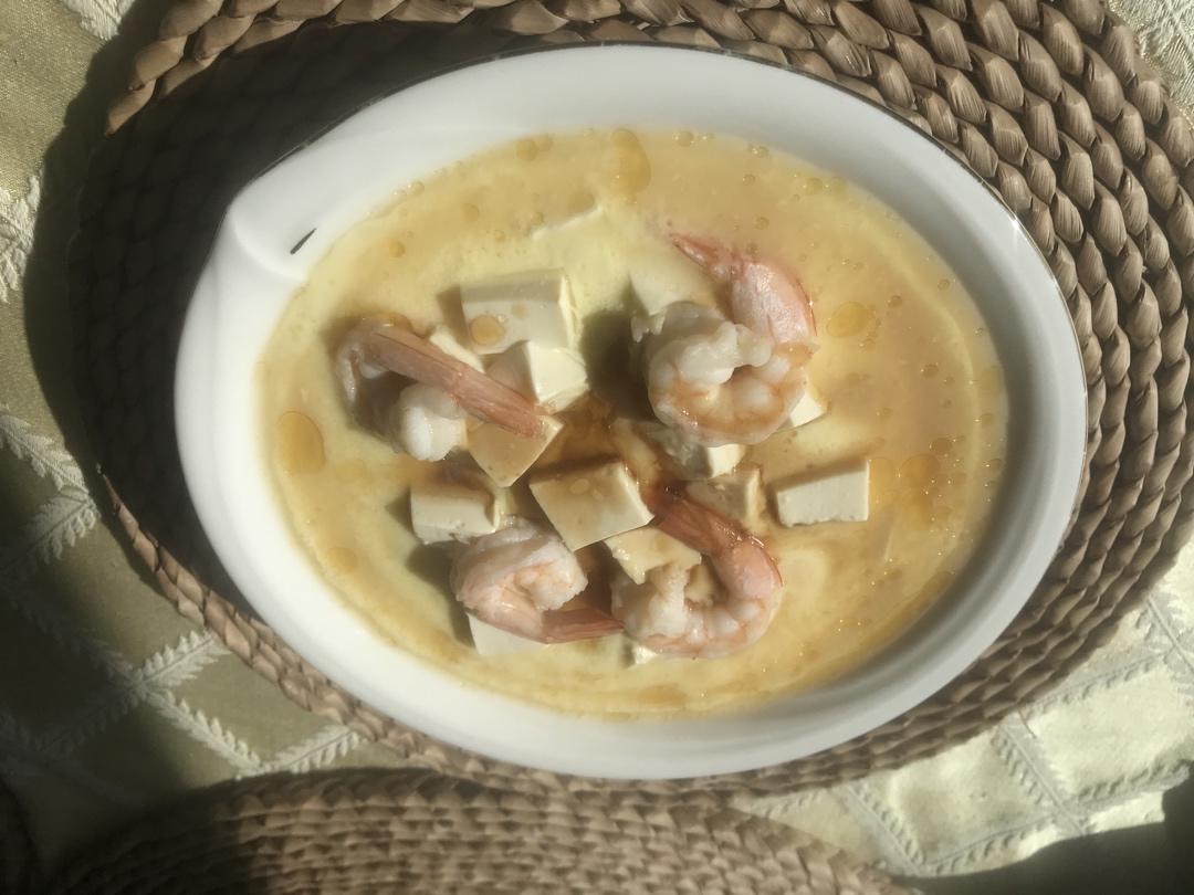 虾仁豆腐蒸水蛋