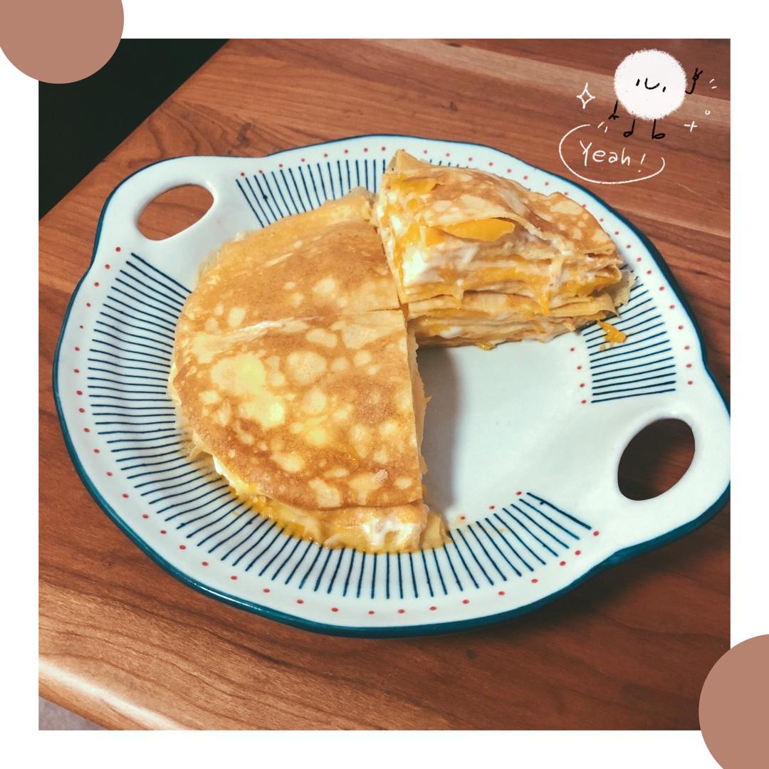 家庭简易版😚健康美味😍“芒果千层酸奶蛋糕🍰”