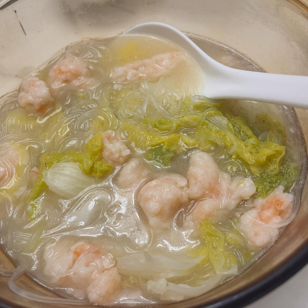 娃娃菜虾滑粉丝汤