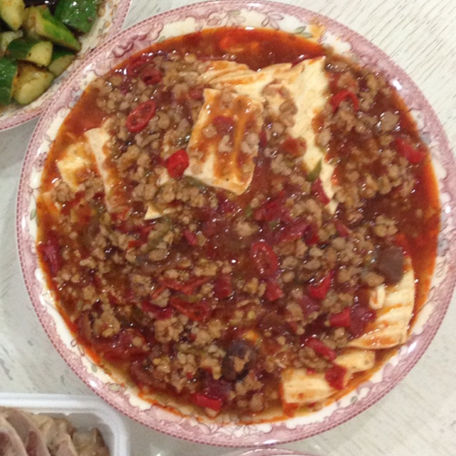香辣肉末蒸豆腐