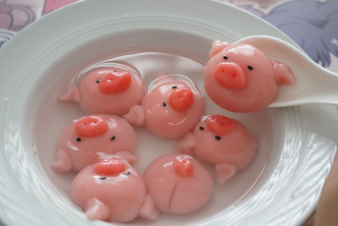 啵啵的小桃子做的猪猪汤圆卡通汤圆大集合