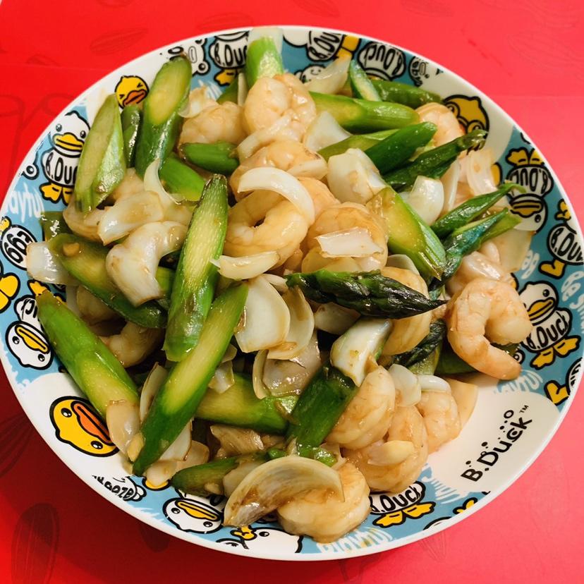 清炒芦笋虾仁