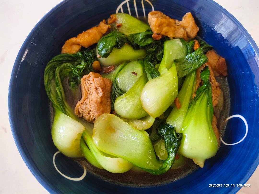 小白菜煮油豆腐-鲜咸清淡口！日本京都必备家常菜