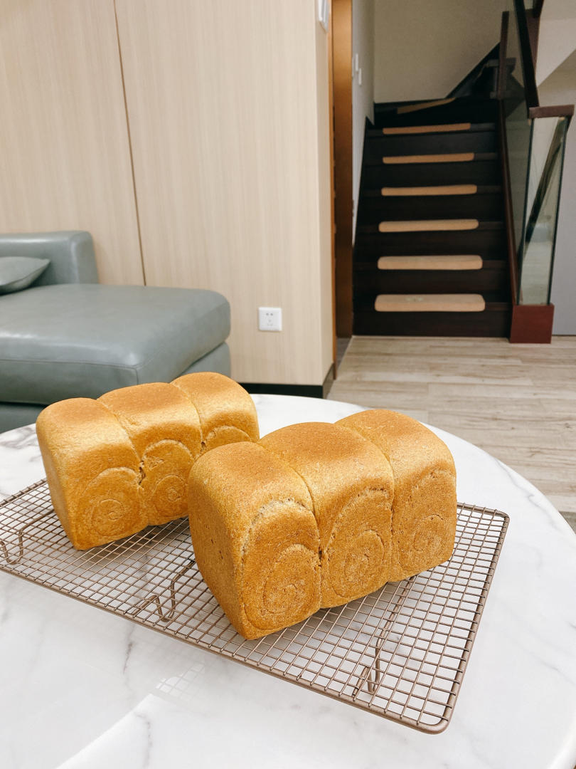 100%全麦鸡蛋吐司 直接法 王后细麸细粒 纯全麦依然软到下腰