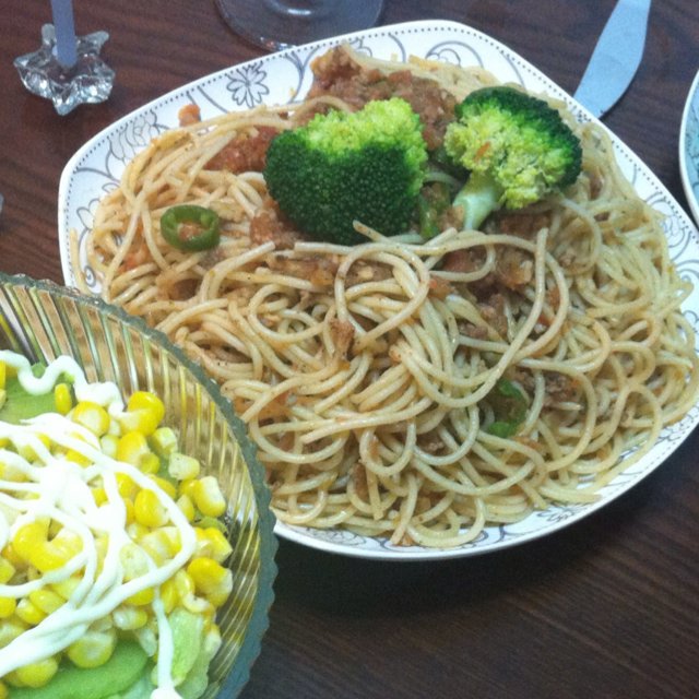 蕃茄蘑菇肉酱意大利面