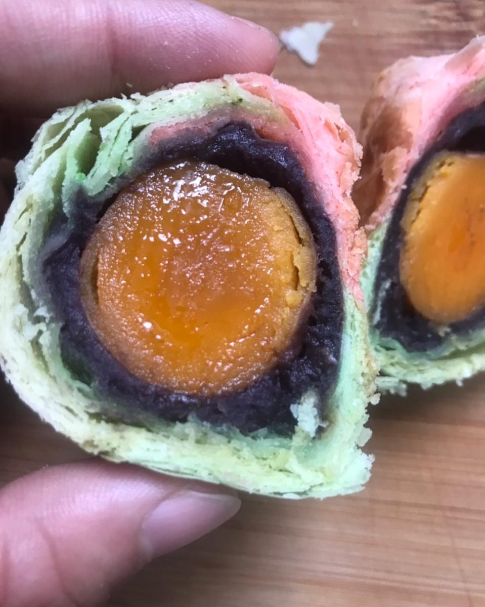 彩虹渐变蛋黄酥（无需揉出膜）